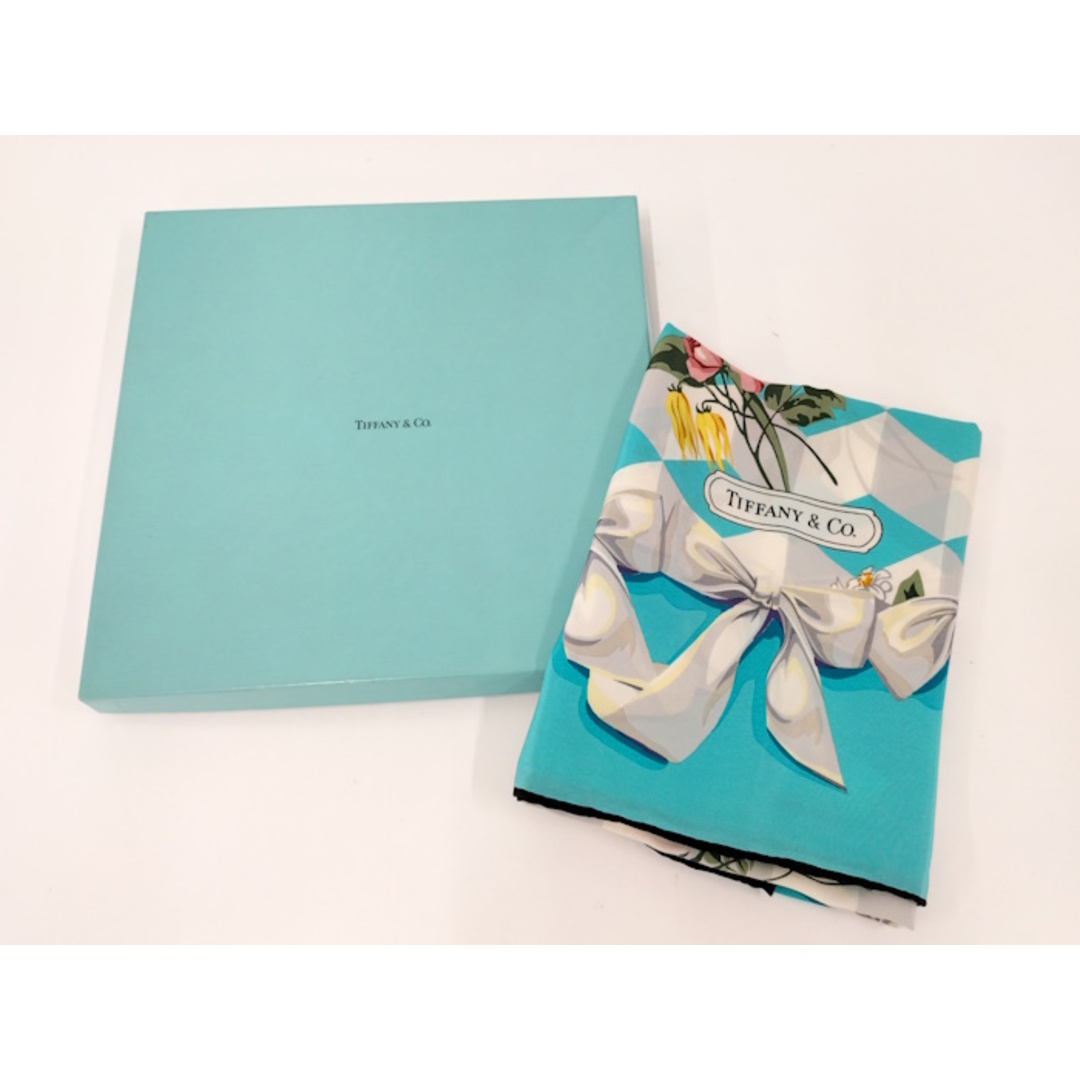 Tiffany & Co. - TIFFANY&Co. スカーフ フラワー柄 ブルー系の Tiffany & Co. - TIFFANY&Co. スカーフ フラワー柄 ブルー系の