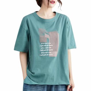 [ODFMCE] tシャツ レディース 半袖 夏 おしゃれ 綿 薄手 プリント (その他)