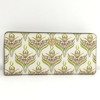 トリーバーチ(Tory Burch)のTORY BURCH 長財布 レザー アイボリー ピンク ライトグリーン 花柄(財布)