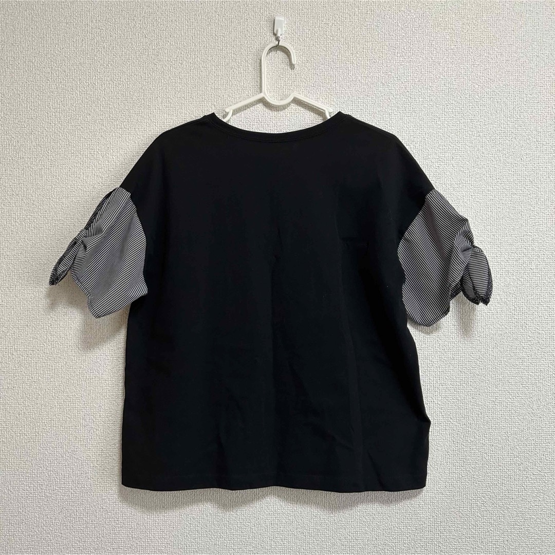 【格安】袖リボンストライプカットソー レディースのトップス(シャツ/ブラウス(半袖/袖なし))の商品写真