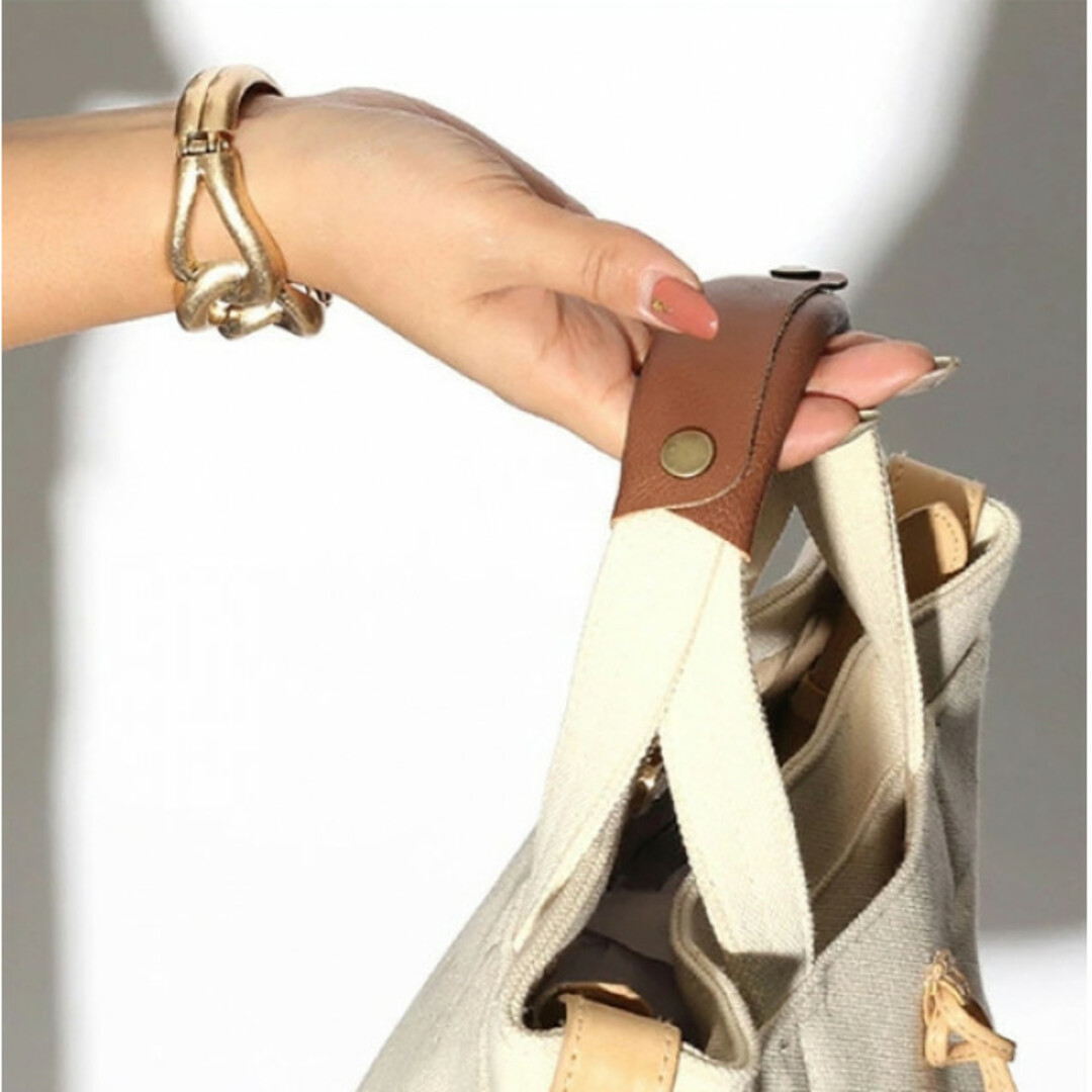 【２個セット】ハンドルカバー 持ち手カバー 茶 トートバッグ 革 かばん レザー レディースのバッグ(その他)の商品写真