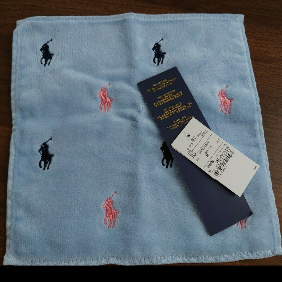 POLO RALPH LAUREN(ポロラルフローレン)のPOLO ポニー コットン タオル ハンカチーフ　ブルー＆ホワイト キッズ/ベビー/マタニティのこども用ファッション小物(その他)の商品写真