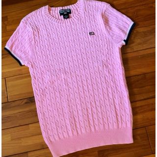 ポロラルフローレン(POLO RALPH LAUREN)のラルフローレン　ケーブルニット　半袖ニット　ピンク  M(ニット/セーター)