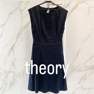 セオリー(theory)のセオリー ネイビー コットン ノースリーブワンピース 0 S(ひざ丈ワンピース)