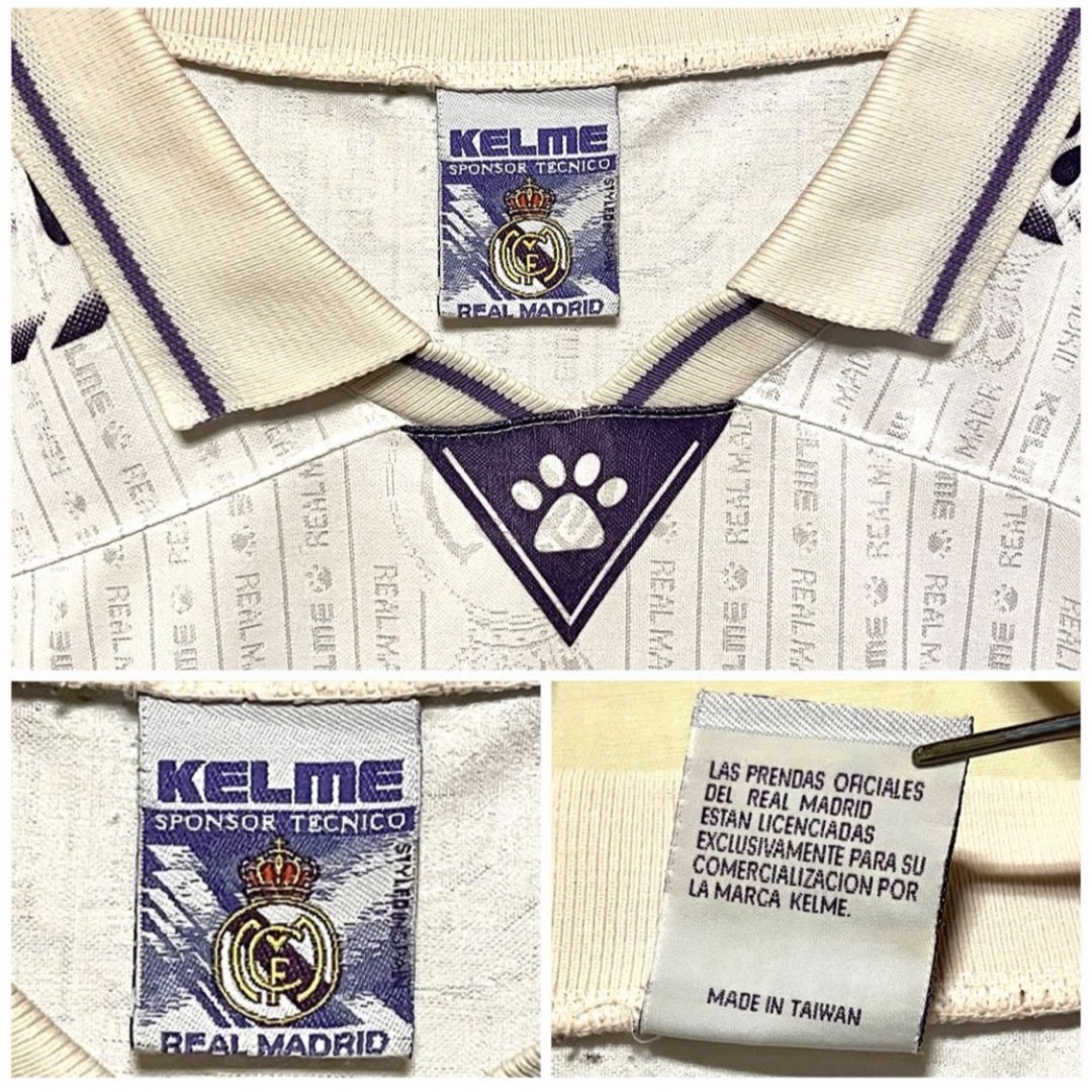 VINTAGE(ヴィンテージ)の90’S ヴィンテージユニフォーム☆レアルマドリード☆KELME☆XL 白紫 メンズのトップス(Tシャツ/カットソー(半袖/袖なし))の商品写真