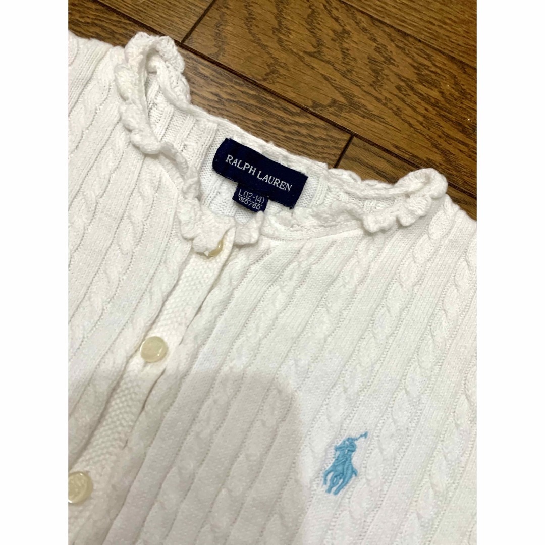 POLO RALPH LAUREN(ポロラルフローレン)の【美品】Ralph Lauren ラルフローレン　ケーブル編みカーディガン　白 レディースのトップス(カーディガン)の商品写真