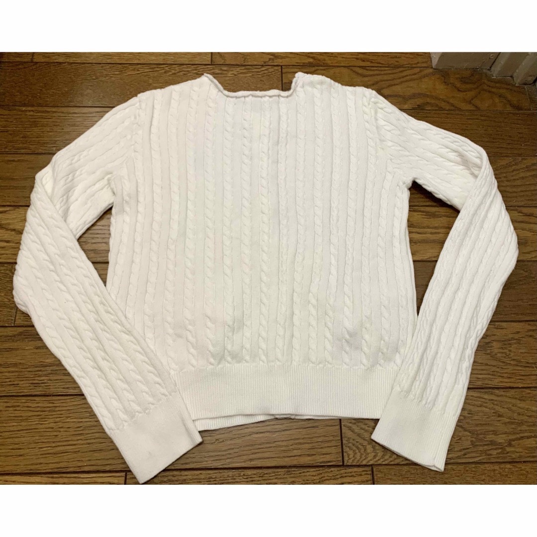 POLO RALPH LAUREN(ポロラルフローレン)の【美品】Ralph Lauren ラルフローレン　ケーブル編みカーディガン　白 レディースのトップス(カーディガン)の商品写真