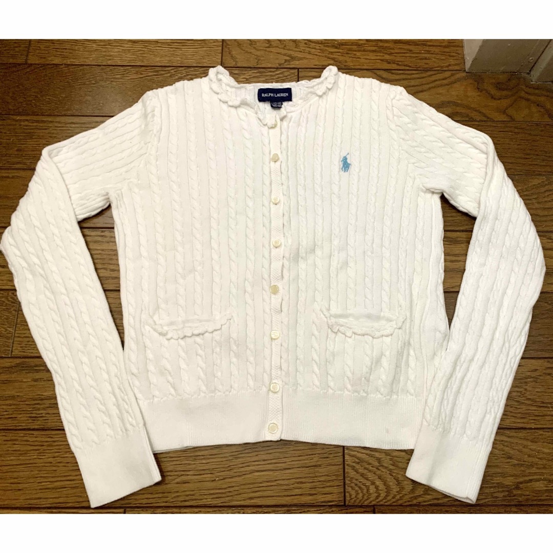 POLO RALPH LAUREN(ポロラルフローレン)の【美品】Ralph Lauren ラルフローレン　ケーブル編みカーディガン　白 レディースのトップス(カーディガン)の商品写真