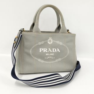 プラダ(PRADA)のPRADA ミニ カナパ トートバッグ キャンバス グレー ショルダー付き(トートバッグ)