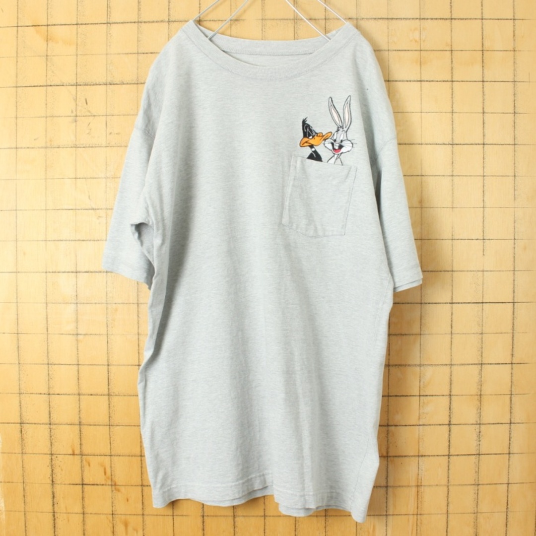 ルーニーテューンズ バッグスバニー ポケッ Tシャツ グレー M刺繍 aw106 メンズのトップス(Tシャツ/カットソー(半袖/袖なし))の商品写真