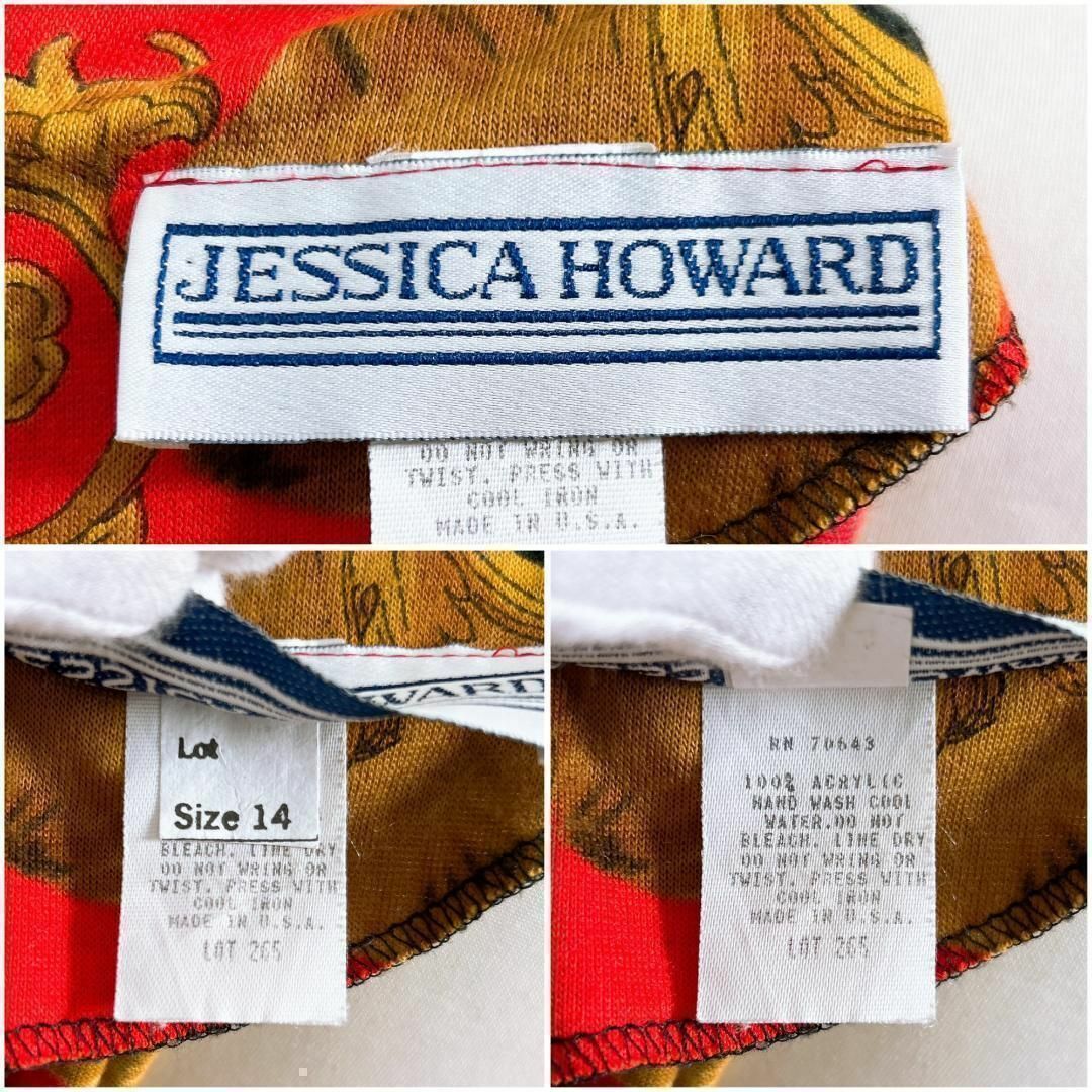 ■Jessica Howard ジェシカハワード 総柄 ワンピース 赤×黒 14 レディースのワンピース(その他)の商品写真