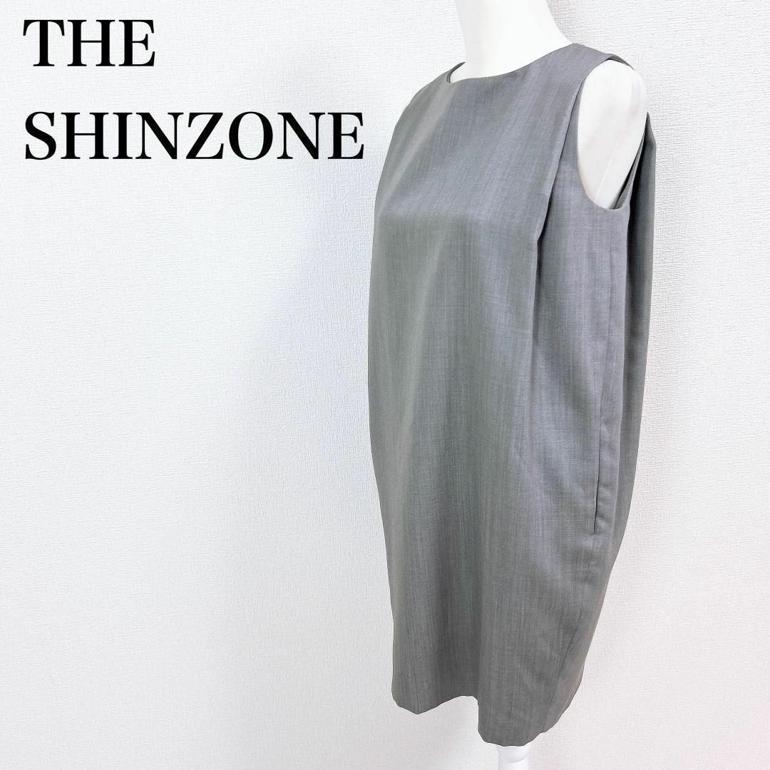 ■THE SHINZONE ザ シンゾーンノースリーブワンピース 日本製 グレー レディースのワンピース(その他)の商品写真