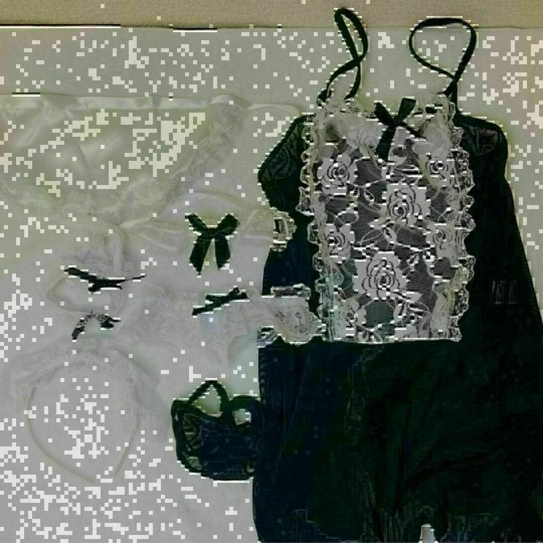 メイド コスプレ ブラック 6点セット 衣装 セクシー プレゼント エンタメ/ホビーのコスプレ(衣装一式)の商品写真