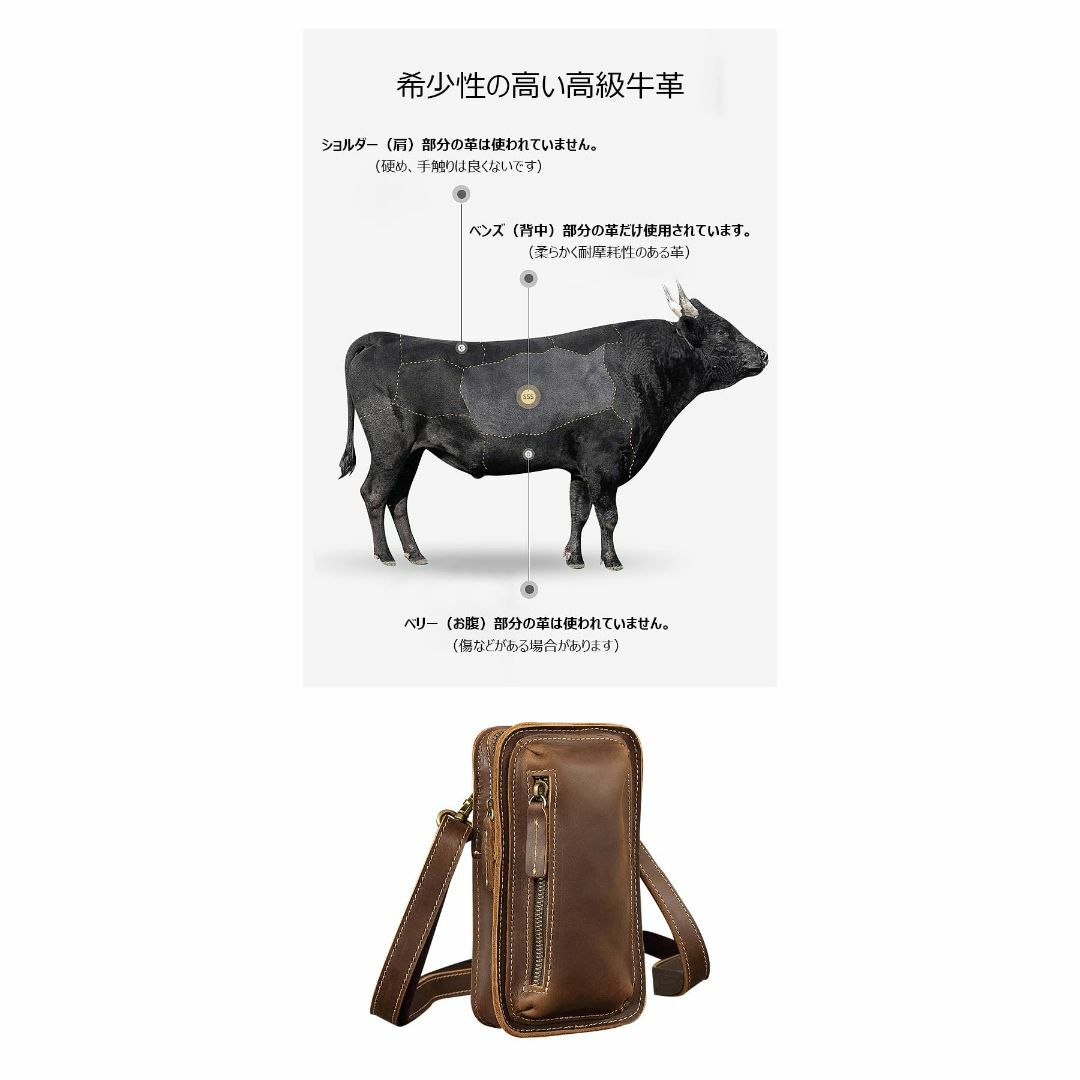 【色: ブラウン】[Ｗｈａｔｎａ] 牛 革 ミニワンショルダーバッグ メンズ ミ メンズのバッグ(その他)の商品写真