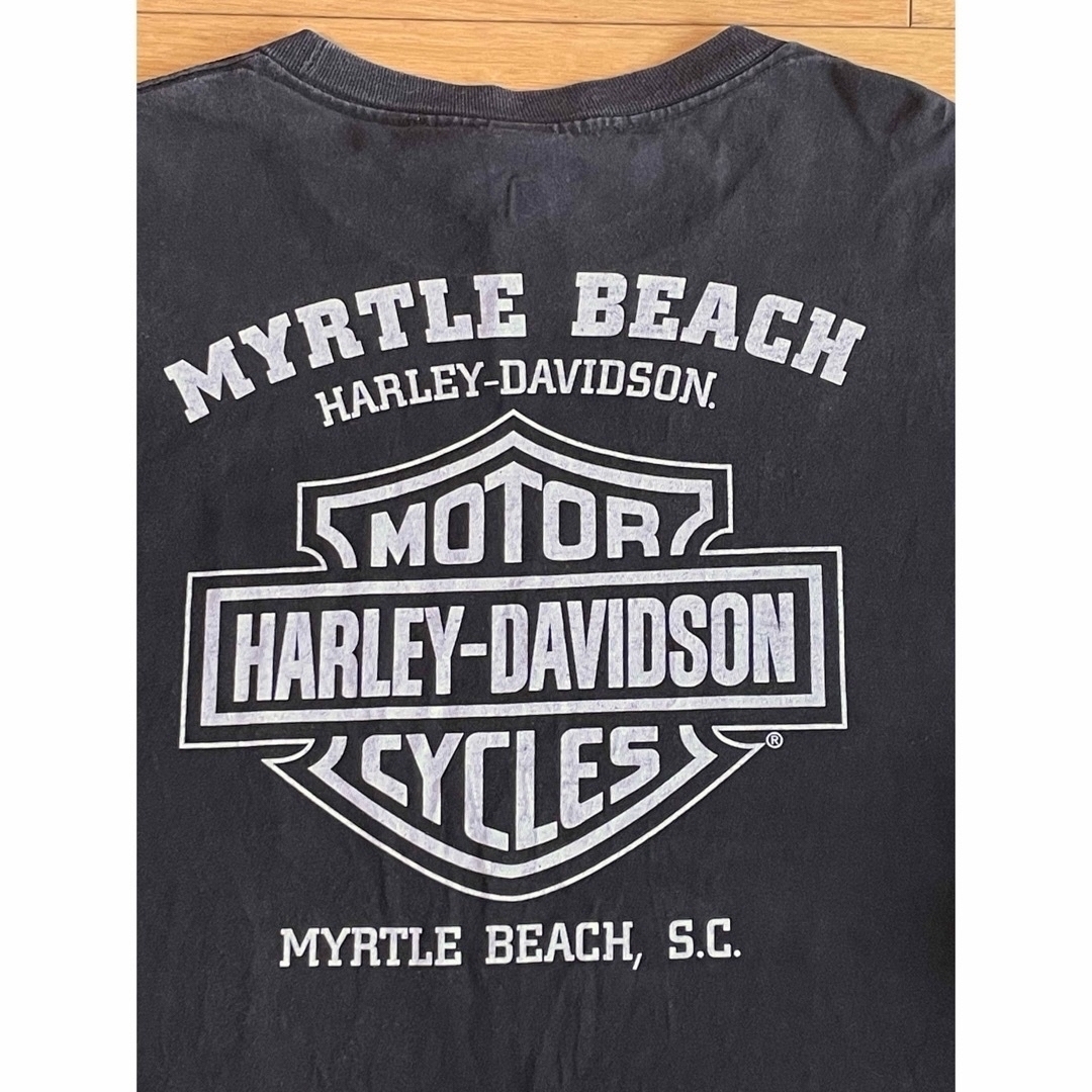 Harley Davidson(ハーレーダビッドソン)のHARLEY-DAVIDSON ロンT ドクロ　両面プリント 黒 メンズ 2XL メンズのトップス(Tシャツ/カットソー(七分/長袖))の商品写真