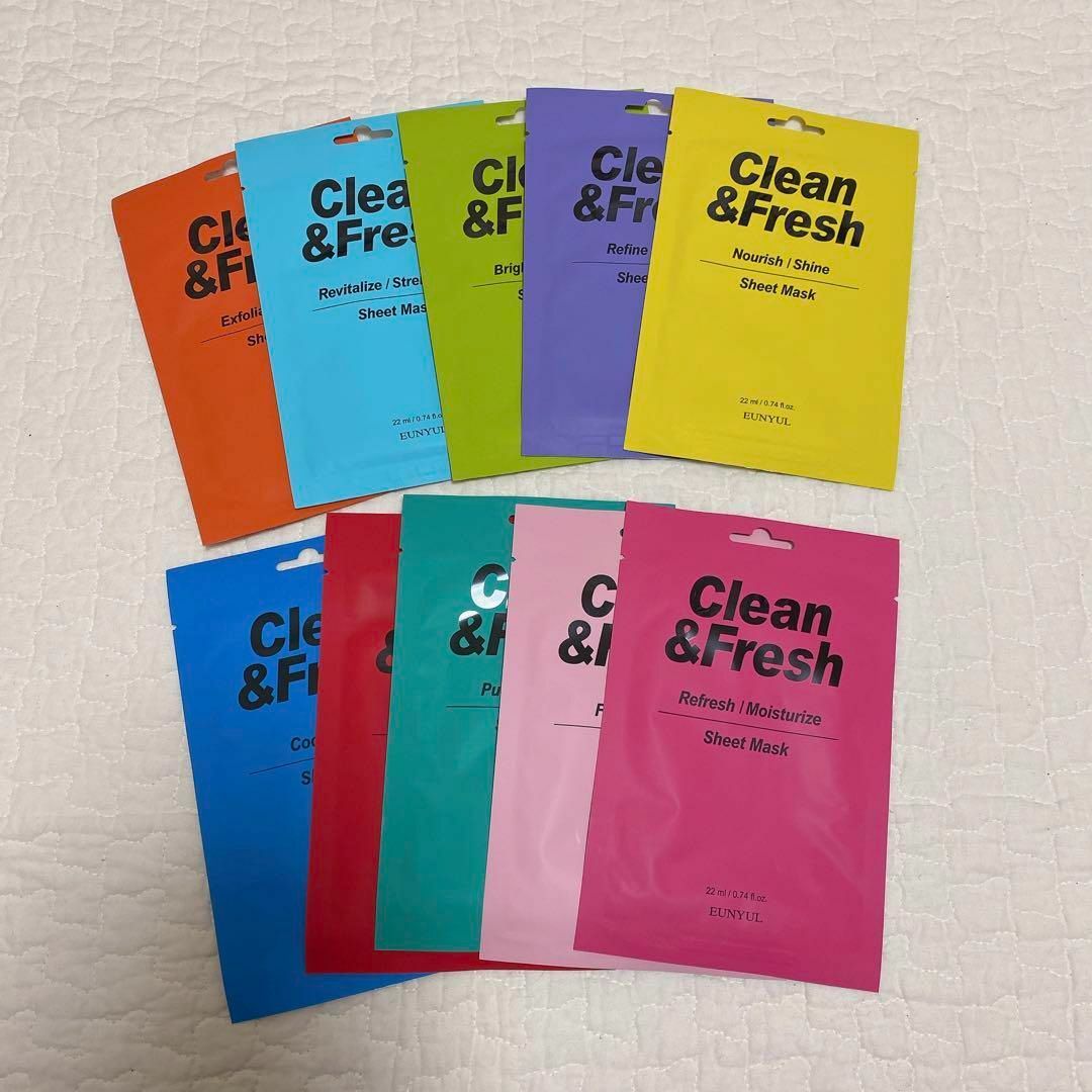 ウンユル  クリーン＆フレッシュ  シートマスク　Sheet Mask 10枚 コスメ/美容のスキンケア/基礎化粧品(パック/フェイスマスク)の商品写真