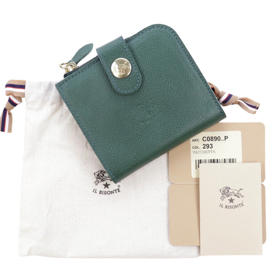 IL BISONTE - イルビゾンテ 財布 二つ折り ファスナー グリーン IL BISONTE - イルビゾンテ 財布 二つ折り ファスナー グリーン