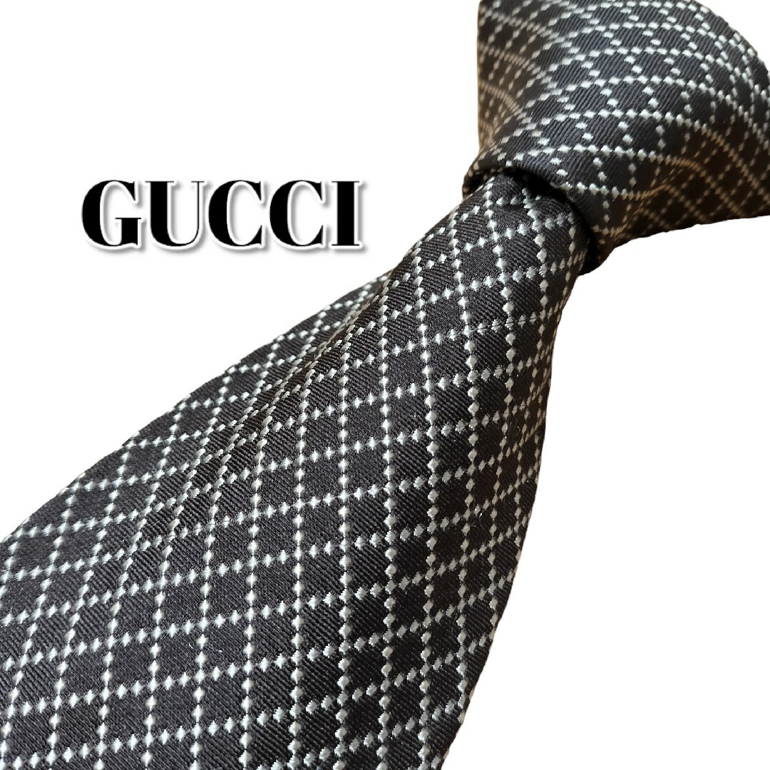Gucci(グッチ)の★GUCCI★　グッチ　ブラウン系　チェック柄　イタリア製 メンズのファッション小物(ネクタイ)の商品写真