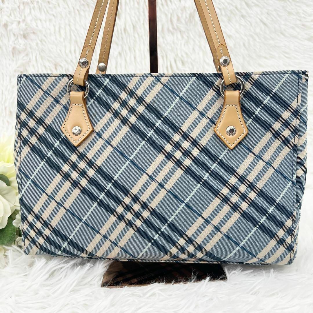 BURBERRY BLUE LABEL(バーバリーブルーレーベル)の【大人気】 バーバリー ハンドバッグ チェック柄 デニム レディース 美品 レディースのバッグ(ハンドバッグ)の商品写真