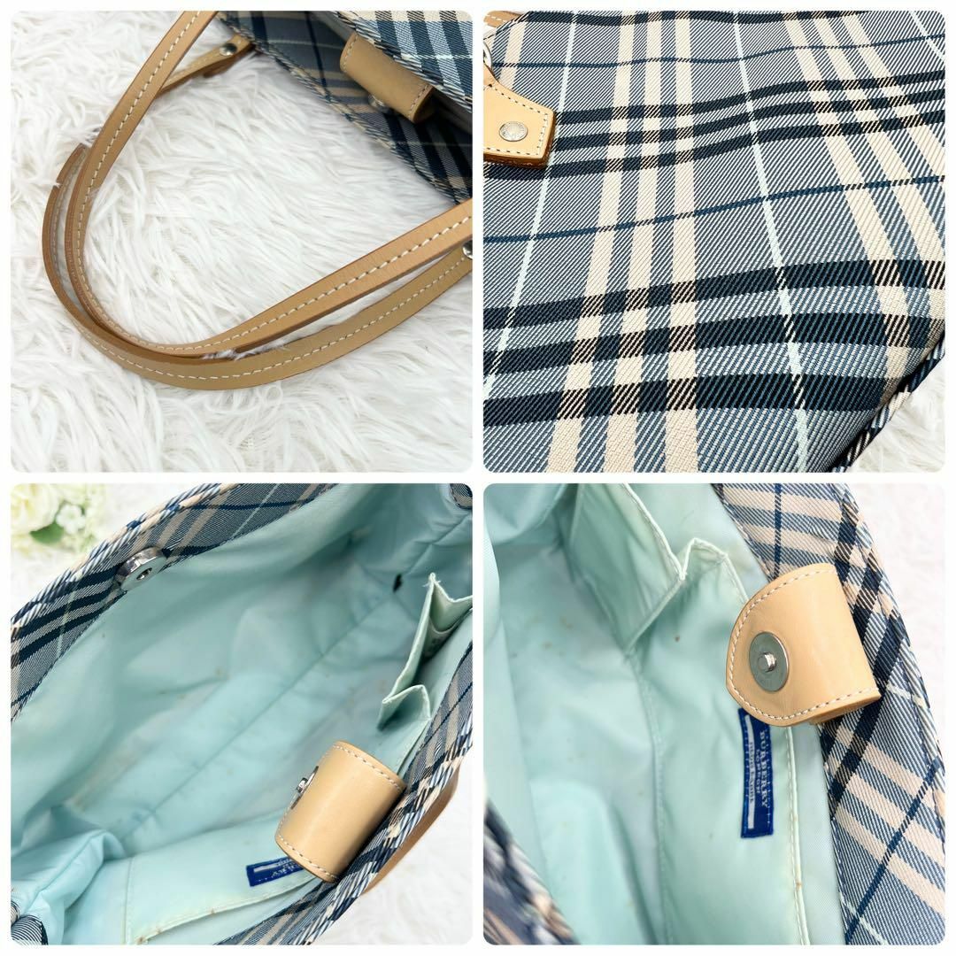 BURBERRY BLUE LABEL(バーバリーブルーレーベル)の【大人気】 バーバリー ハンドバッグ チェック柄 デニム レディース 美品 レディースのバッグ(ハンドバッグ)の商品写真