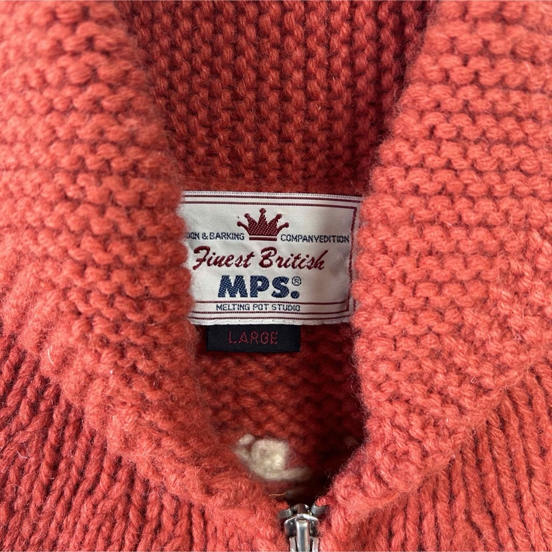 MPS(エムピーエス)のMPS ドライバーズニットセーター　オレンジ　ネイティブ柄　肉厚　ポケット付 メンズのトップス(ニット/セーター)の商品写真