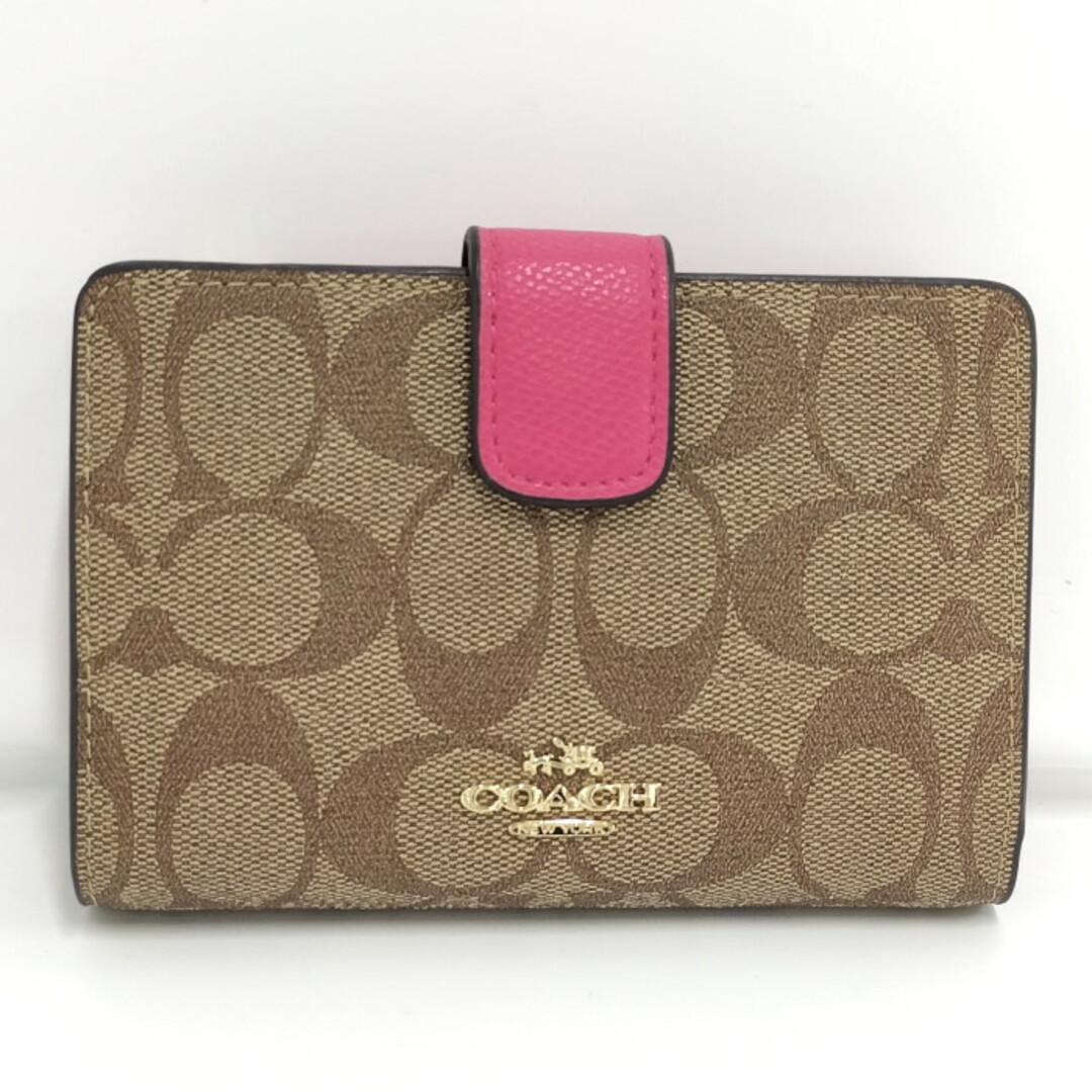 COACH(コーチ)のCOACH 二つ折り財布 シグネチャー PVC ブラウン ピンク F53562 レディースのファッション小物(財布)の商品写真