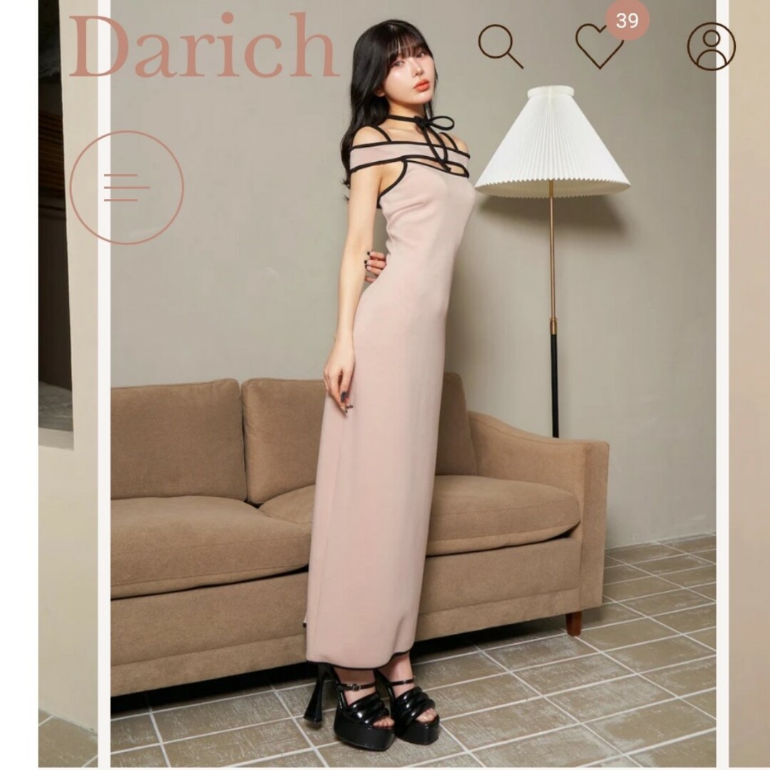 Darich(ダーリッチ)の【新品未開封品】パイピングカットリボンロングワンピース レディースのワンピース(ロングワンピース/マキシワンピース)の商品写真