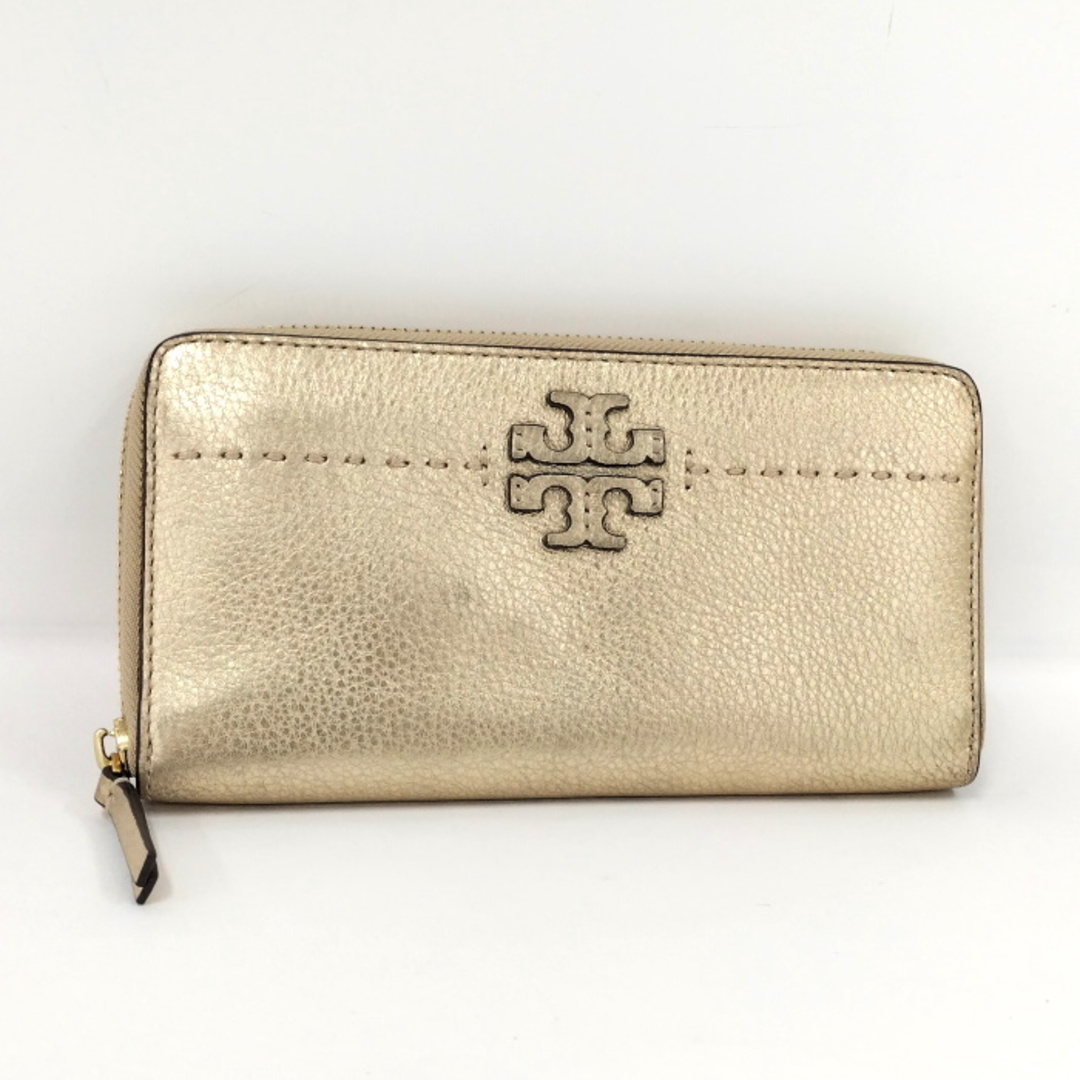 Tory Burch(トリーバーチ)のTORY BURCH ラウンドファスナー 長財布 ロゴ レザー ゴールド レディースのファッション小物(財布)の商品写真