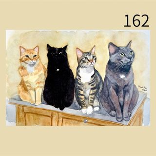 猫の絵 162 水彩画 原画 A4(絵画/タペストリー)