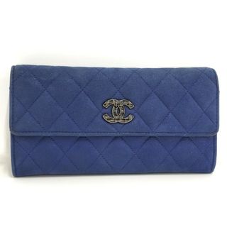 シャネル(CHANEL)のCHANEL マトラッセ 二つ折り長財布 ココマーク スエード ブルー(財布)