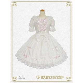 ベイビーザスターズシャインブライト(BABY,THE STARS SHINE BRIGHT)の美品　ベイビーザスターズシャインブライト　くみゃちゃんのふわふわワンピース　白(ひざ丈ワンピース)