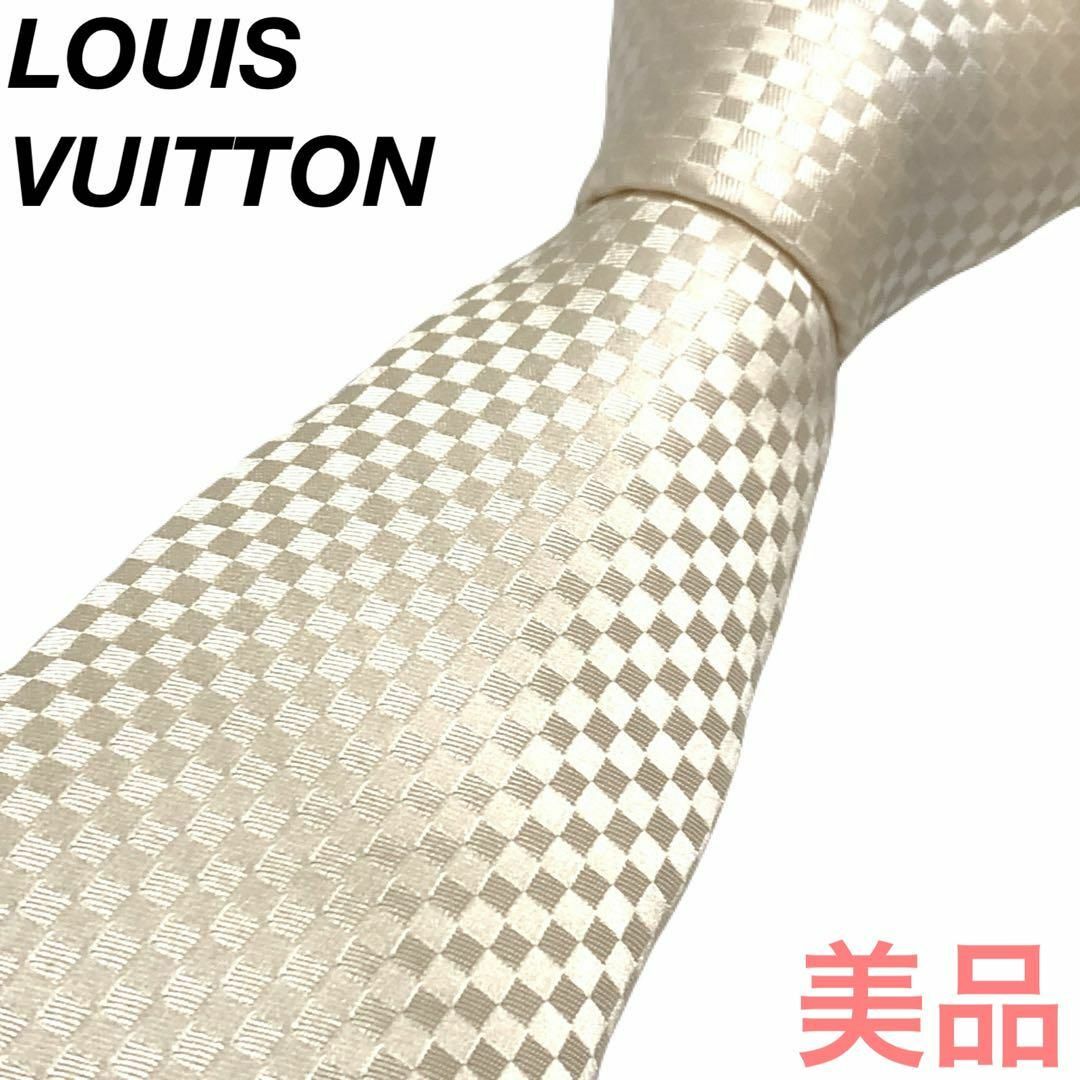 LOUIS VUITTON(ルイヴィトン)の☆美品☆ルイヴィトン マイクロダミエ ホワイト ネクタイ 0516s33 メンズのファッション小物(ネクタイ)の商品写真