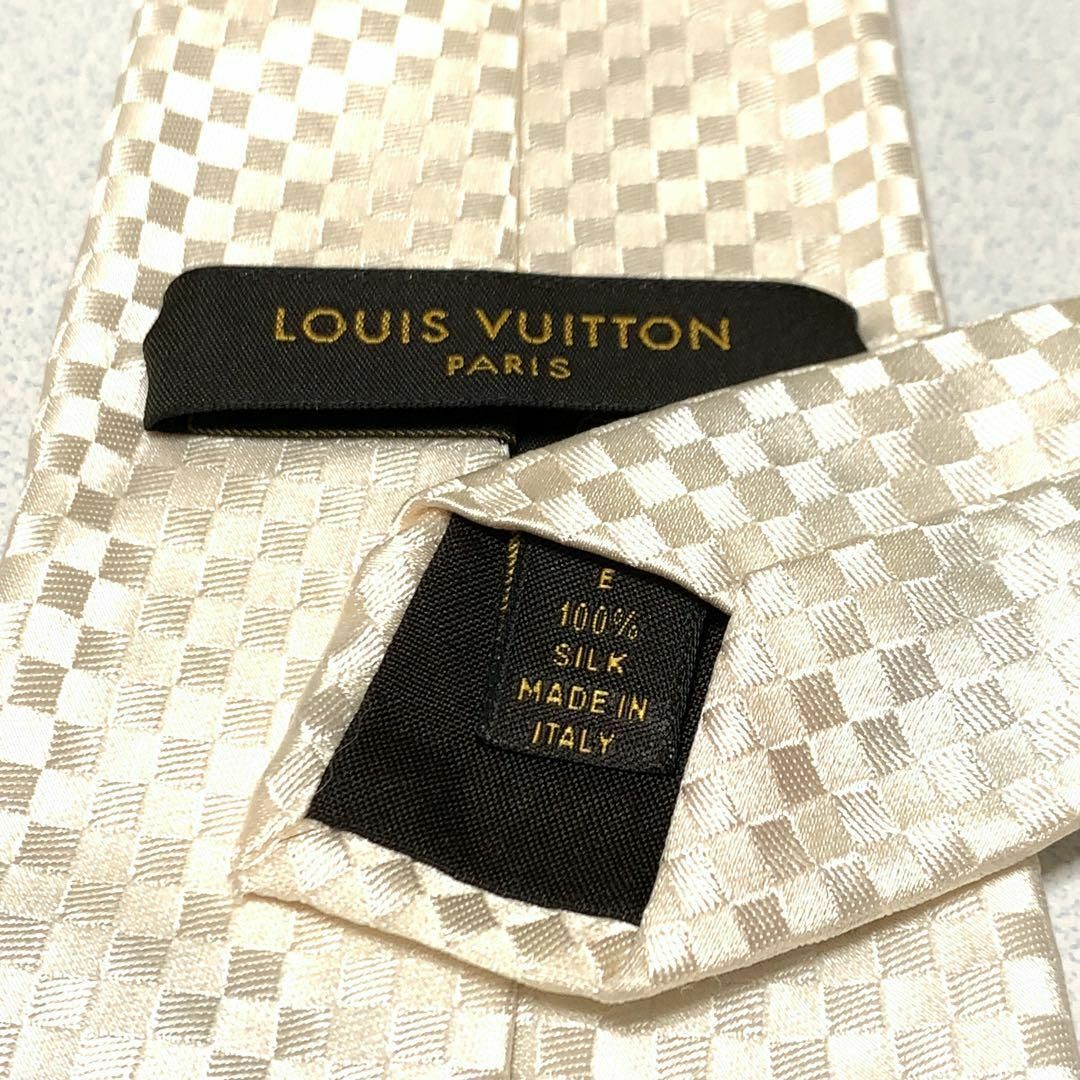 LOUIS VUITTON(ルイヴィトン)の☆美品☆ルイヴィトン マイクロダミエ ホワイト ネクタイ 0516s33 メンズのファッション小物(ネクタイ)の商品写真