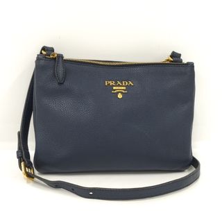 PRADA - PRADA ショルダーバッグ ダブルジップ レザー ネイビー