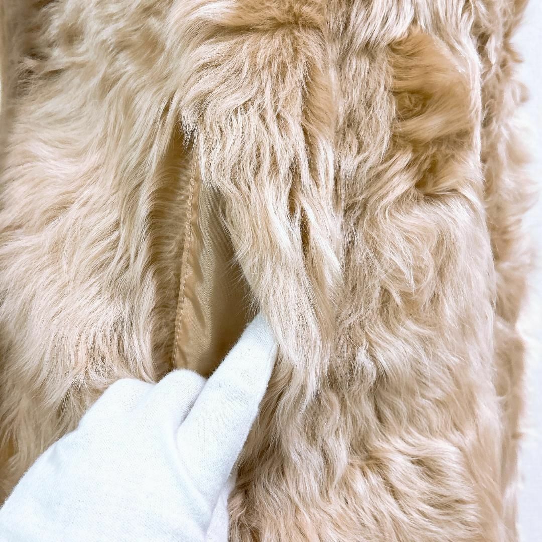 VICKY(ビッキー)の■VICKY 羊革 アンゴラ混 ノーカラーコート ファー ベージュ レディースのジャケット/アウター(その他)の商品写真