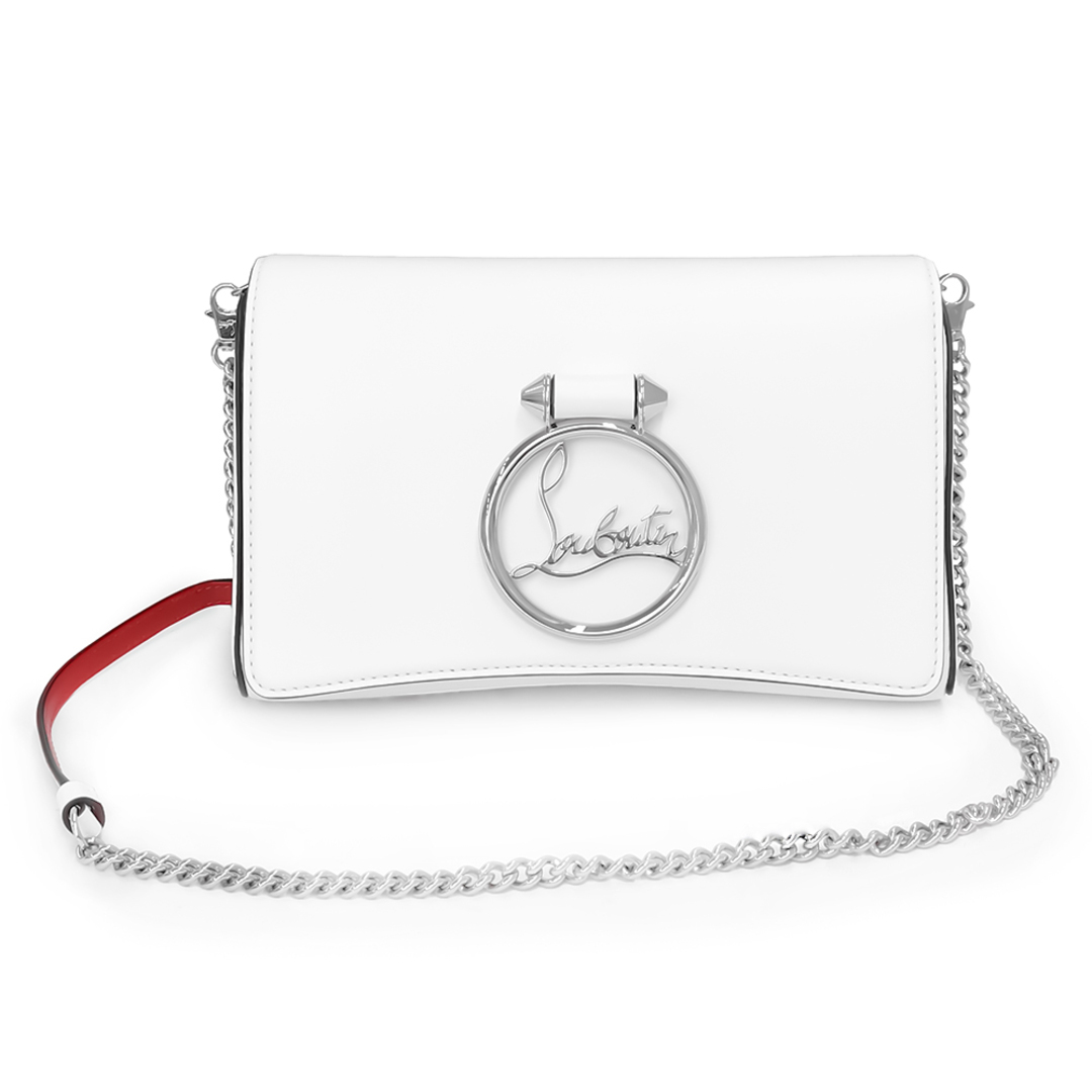 Christian Louboutin(クリスチャンルブタン)のクリスチャンルブタン Rubylou Clutch ショルダーバッグ 斜め掛け カーフスキン レザー ホワイト 白 シルバー金具 3185212 Christian Louboutin（新品・未使用品） レディースのバッグ(ショルダーバッグ)の商品写真