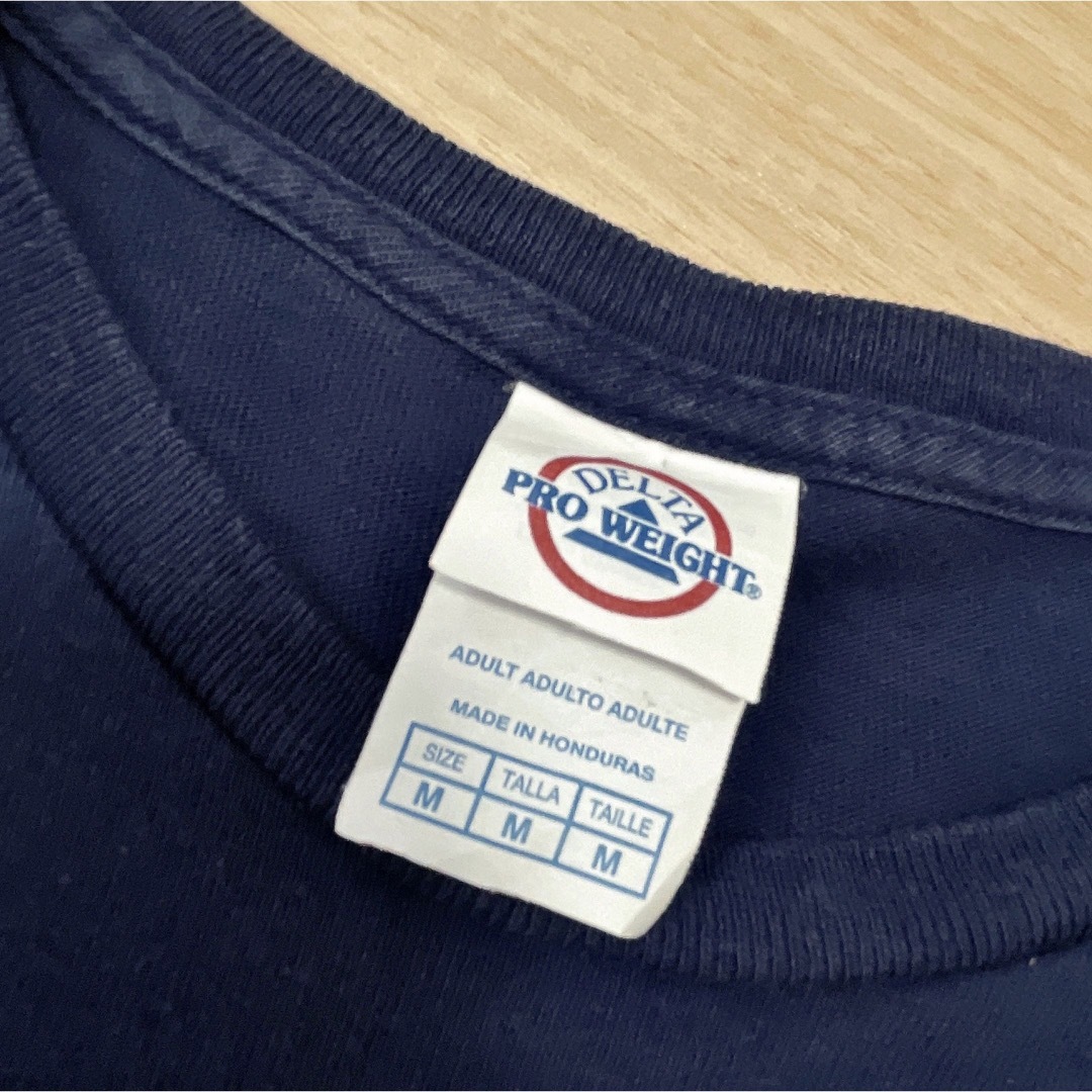 DELTA(デルタ)のDELTA　Tシャツ　M　ネイビー　プリント　クルーネック　コットン　USA古着 メンズのトップス(Tシャツ/カットソー(半袖/袖なし))の商品写真