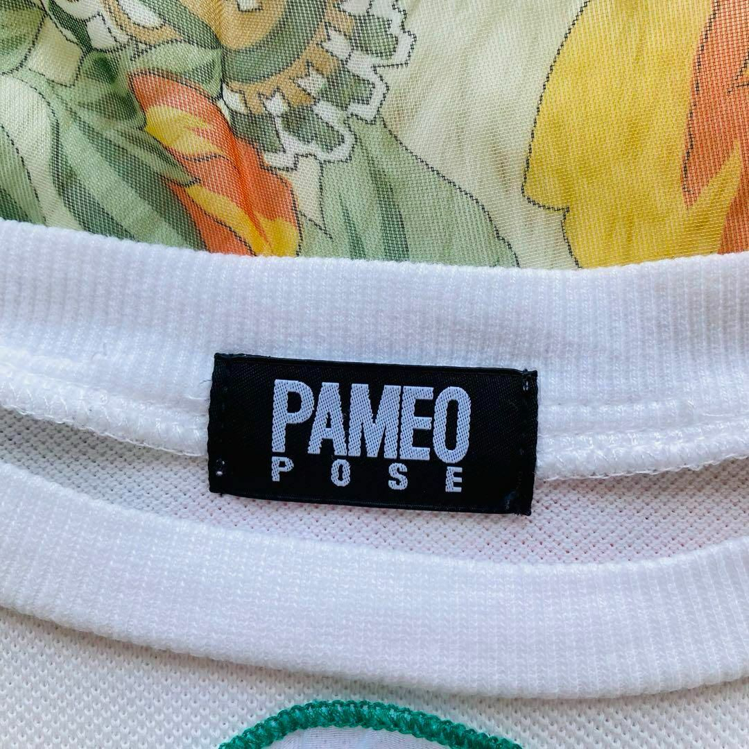 PAMEO POSE(パメオポーズ)のPAMEO POSE  ローズ刺繍 シアー袖 カットソー F レディースのトップス(カットソー(半袖/袖なし))の商品写真