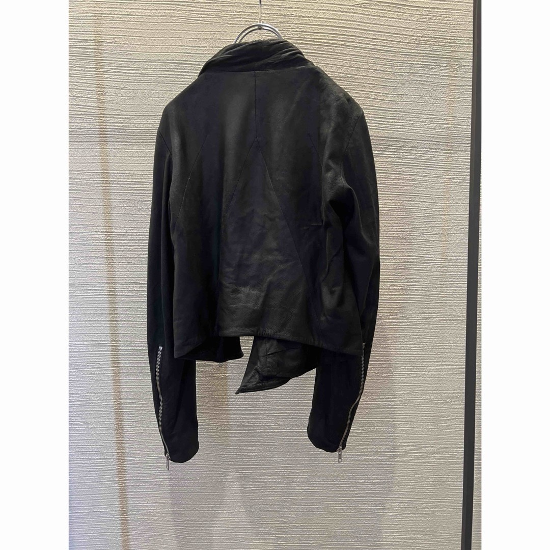 HELMUT LANG(ヘルムートラング)の00s HELMUT LANG ヘルムートラング　ドレープ　レザージャケット レディースのジャケット/アウター(ライダースジャケット)の商品写真