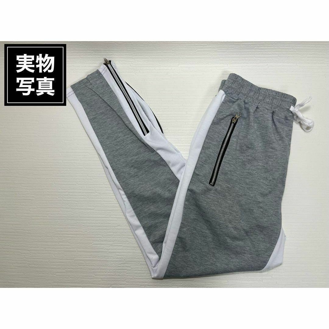 ジョガーパンツ スキニー スウェット XL グレー サイドライン パンツ 韓国 メンズのパンツ(デニム/ジーンズ)の商品写真