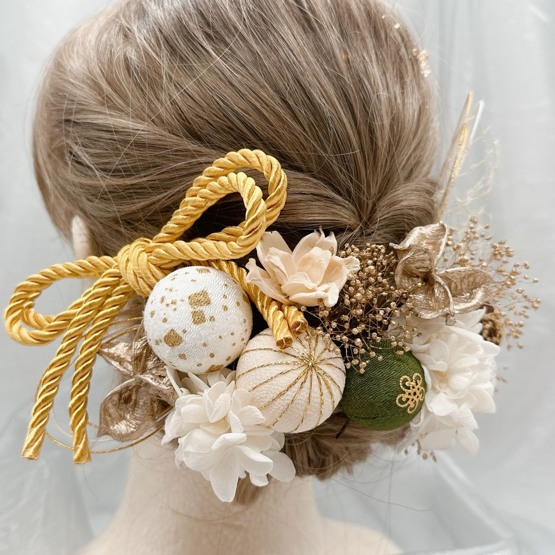 【即購入OK!】*2  和玉 アレンジ  髪飾り　成人式　卒業式　結婚式　前撮り レディースのヘアアクセサリー(ヘアピン)の商品写真