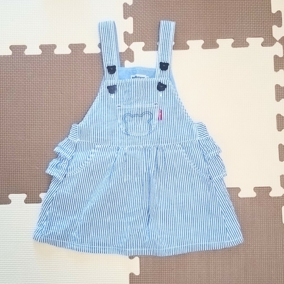 HOT BISCUITS(ホットビスケッツ)のホットビスケッツ　ストライプ　ジャンパースカート キッズ/ベビー/マタニティのキッズ服女の子用(90cm~)(ワンピース)の商品写真