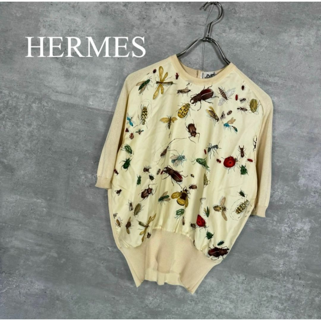 Hermes(エルメス)の『HERMES』エルメス (44) 総柄切替半袖ニット レディースのトップス(ニット/セーター)の商品写真