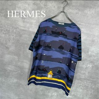 エルメス(Hermes)の『HERMES』エルメス (40) 総柄切替半袖ボーダーニット(ニット/セーター)