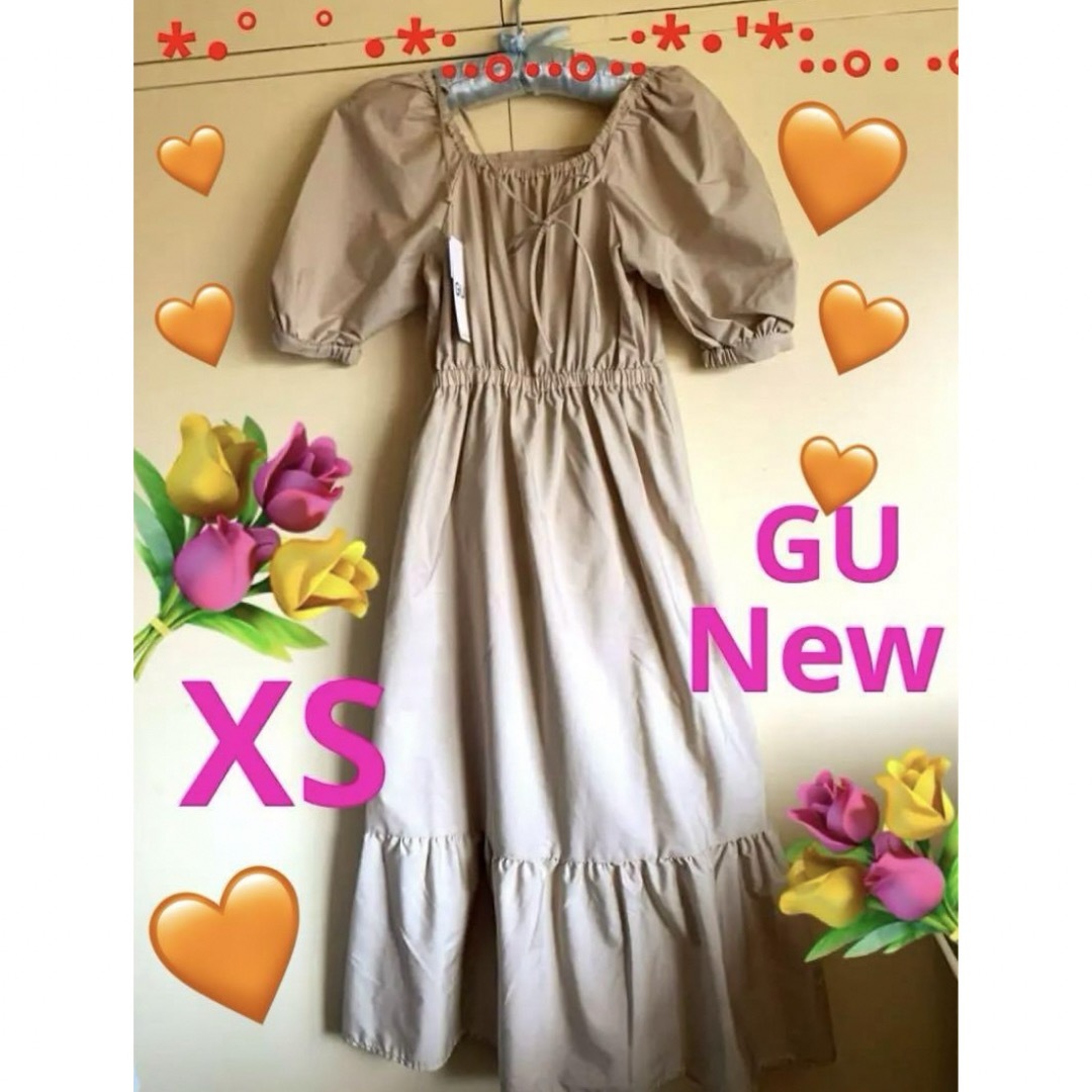 GU(ジーユー)のティアードワンピース  新品　フレア　GU バックリボン　XS ペチコート有り レディースのワンピース(その他)の商品写真