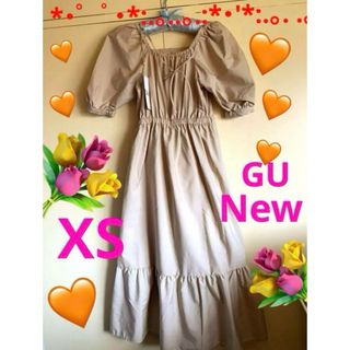 GU - ティアードワンピース  新品　フレア　GU バックリボン　XS ペチコート有り