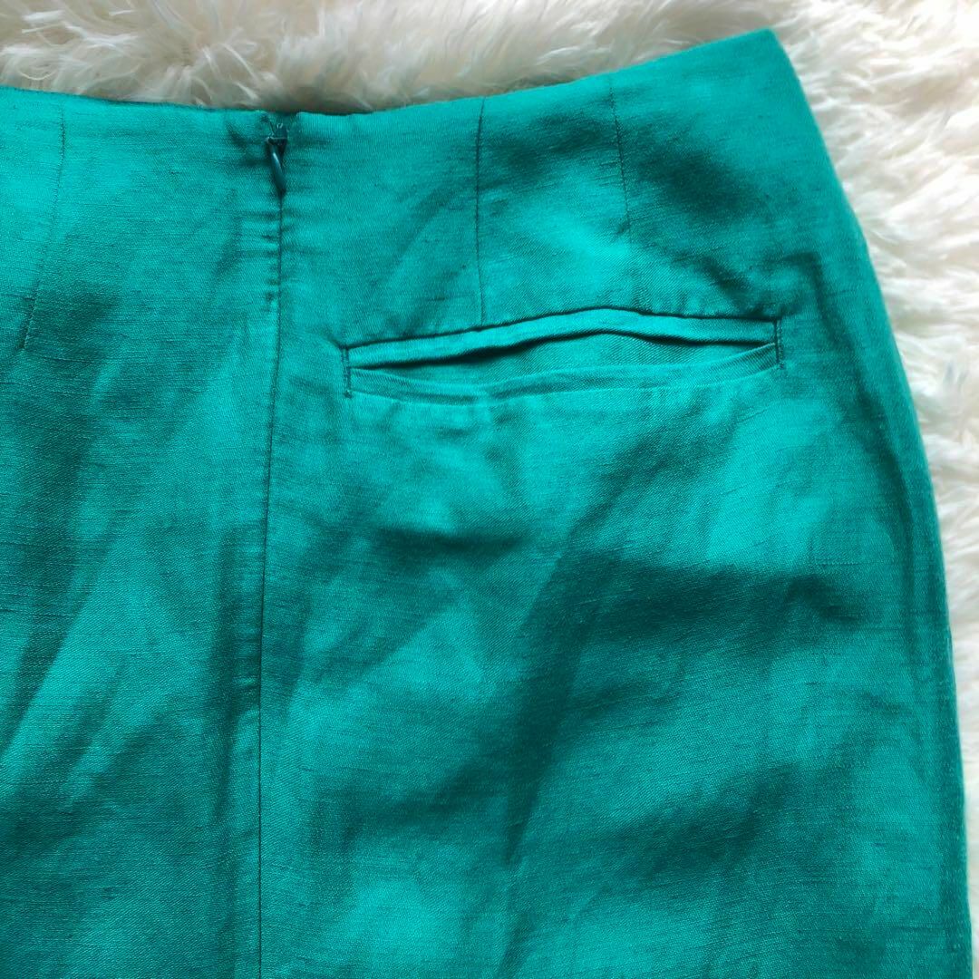 Demi-Luxe BEAMS(デミルクスビームス)のデミルクスビームス リネン ロングスカート グリーン M 38 麻 レディースのスカート(ロングスカート)の商品写真