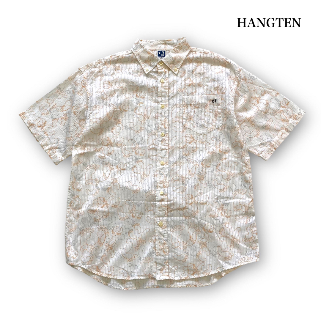 HANG TEN(ハンテン)の【HANGTEN】ハンテン サーフトリック足跡ロゴ 総柄半袖シャツ 刺繍ロゴ メンズのトップス(シャツ)の商品写真