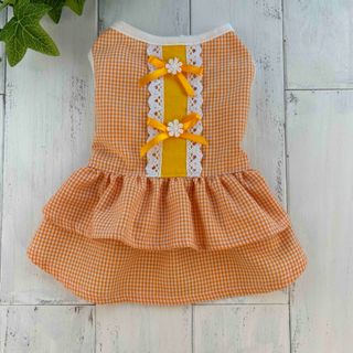 犬服 ハンドメイド ワンピース オレンジ(犬)