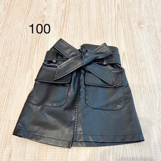 PU レザー　ミニ　スカート　100 キッズ　子ども(スカート)